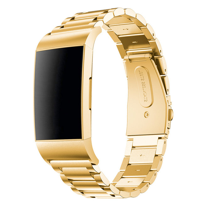 Merk 123watches Fitbit Charge 3 & 4 kralen stalen schakel band - goud