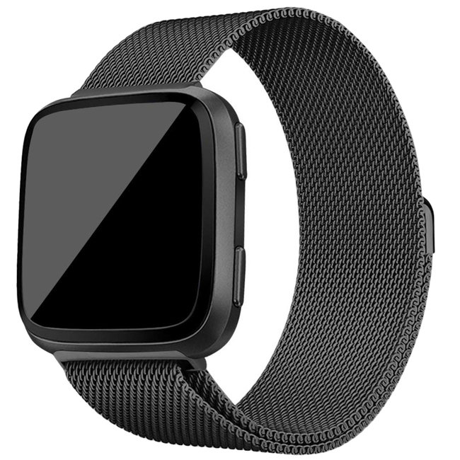 Merk 123watches Fitbit Versa milanese band - zwart