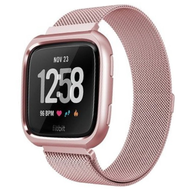 Fitbit versa milanese case band - rose red