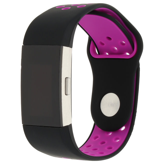 Merk 123watches Fitbit charge 2 sport band - black purple