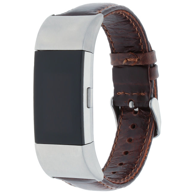 Merk 123watches Fitbit charge 2 genuine leather band - dark brown