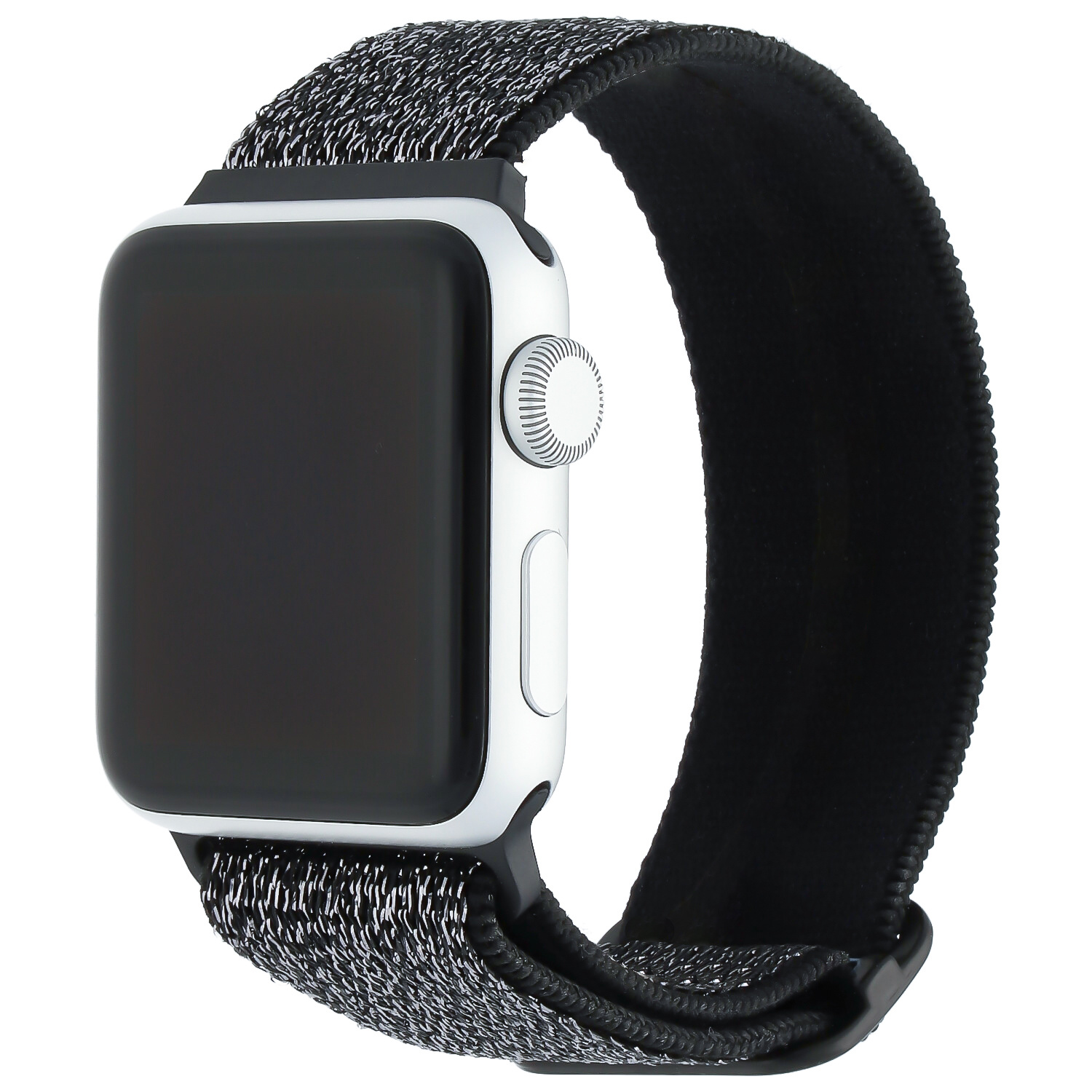 Apple Watch nylon solo band - glitter zwart - iwatch - Horlogeband Armband Polsband