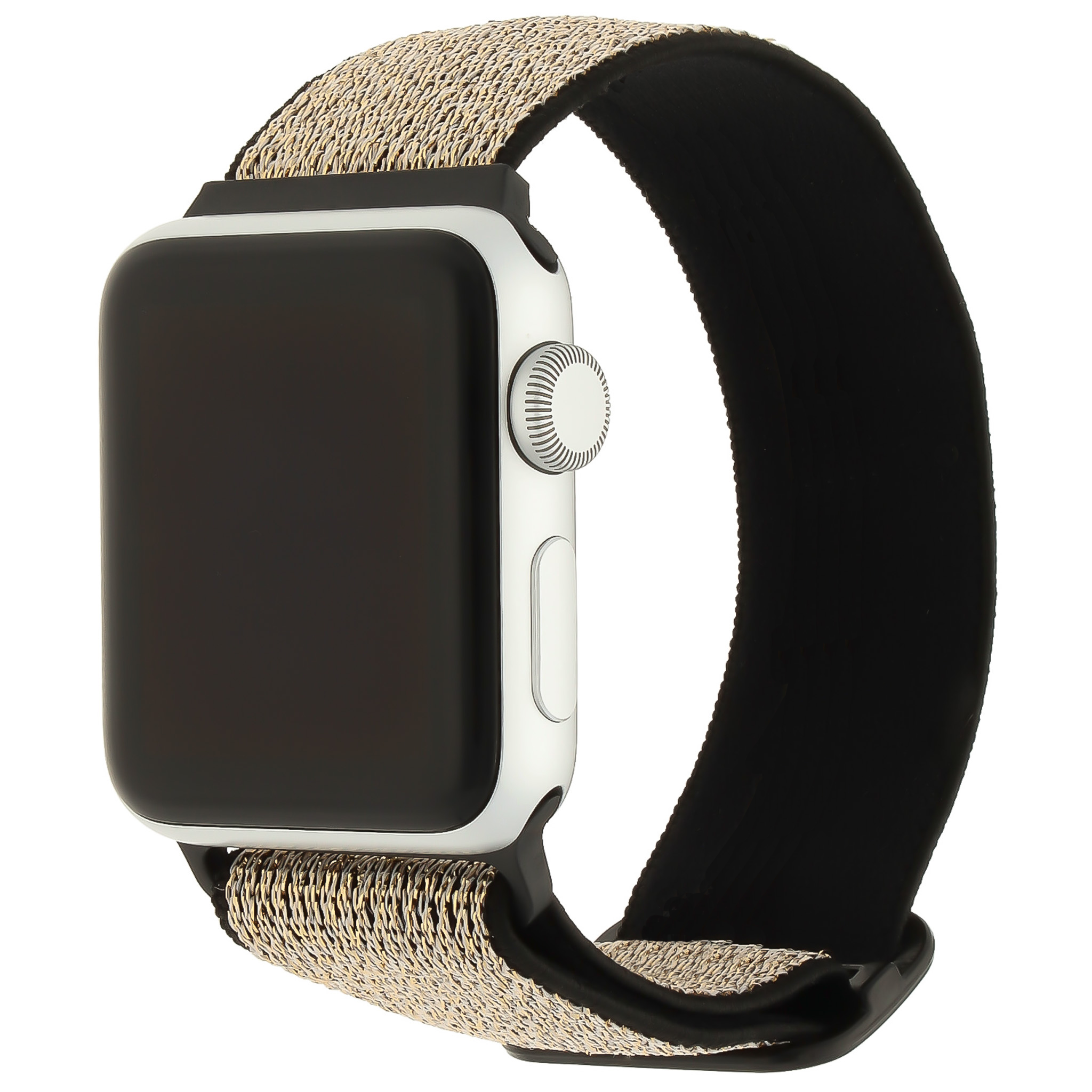 Apple Watch nylon solo band - glitter zwart goud - iwatch - Horlogeband Armband Polsband