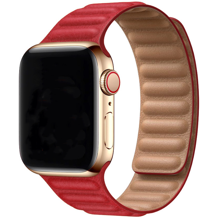 Apple Watch PU leren solo band - rood - iwatch - Horlogeband Armband Polsband