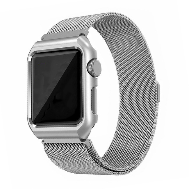 Merk 123watches Apple Watch milanese case band - zilver