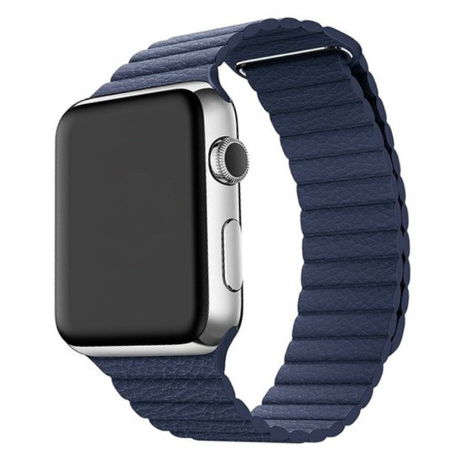 Merk 123watches Apple Watch PU leren ribbel band - blauw