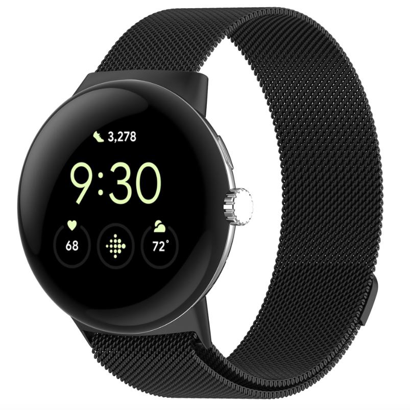 Google Pixel Watch milanese band - zwart - Horlogeband Armband Polsband