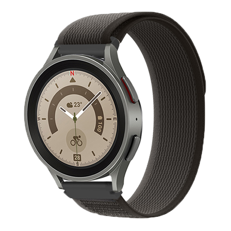 Samsung Galaxy Watch nylon trail band - zwart grijs - Horlogeband Armband Polsband