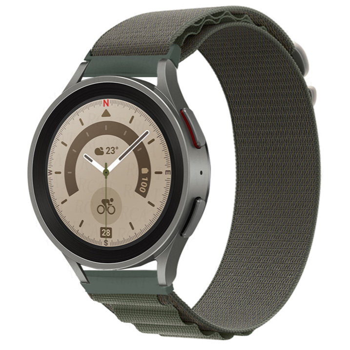 Samsung Galaxy Watch nylon alpine band - groen - Horlogeband Armband Polsband