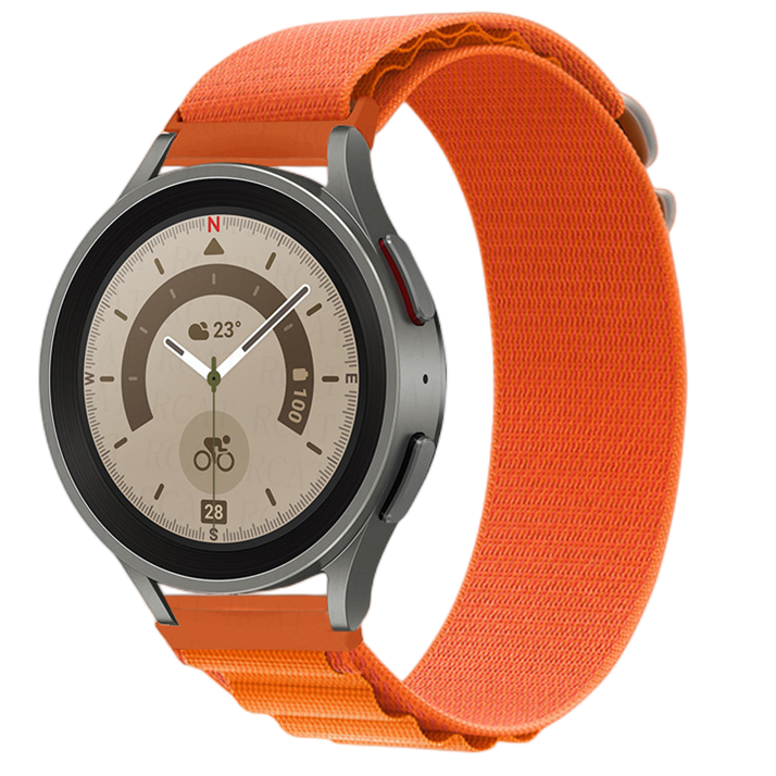 Samsung Galaxy Watch nylon alpine band - oranje - Horlogeband Armband Polsband