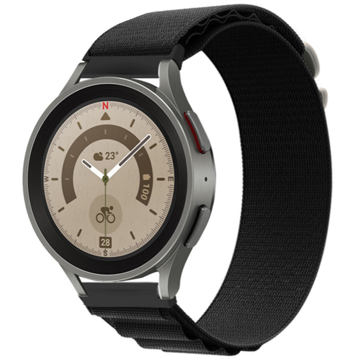 Samsung Galaxy Watch nylon alpine band - zwart - Horlogeband Armband Polsband