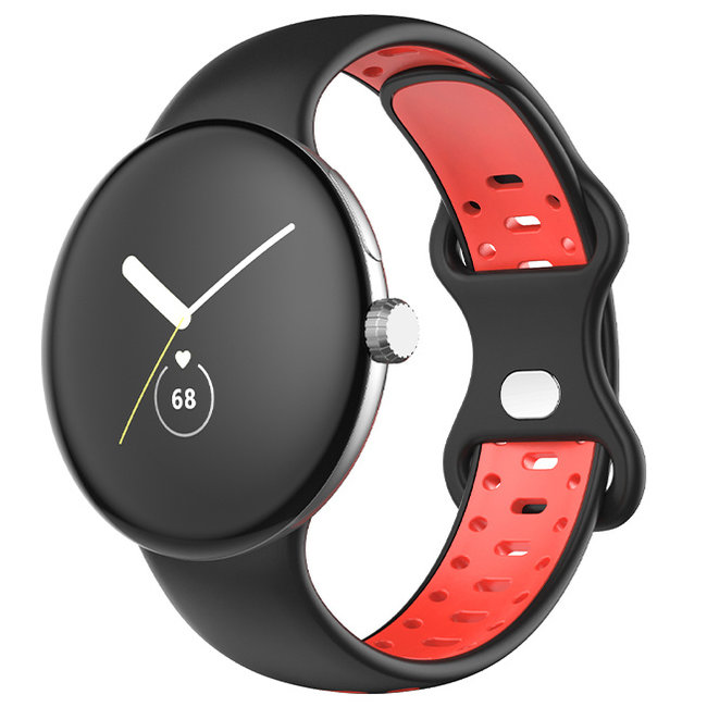 Google Pixel Watch dubbel sport band - zwart rood
