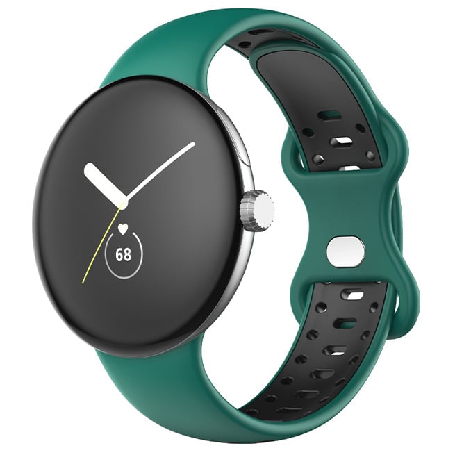 Google Pixel Watch dubbel sport band - groen zwart - Horlogeband Armband Polsband