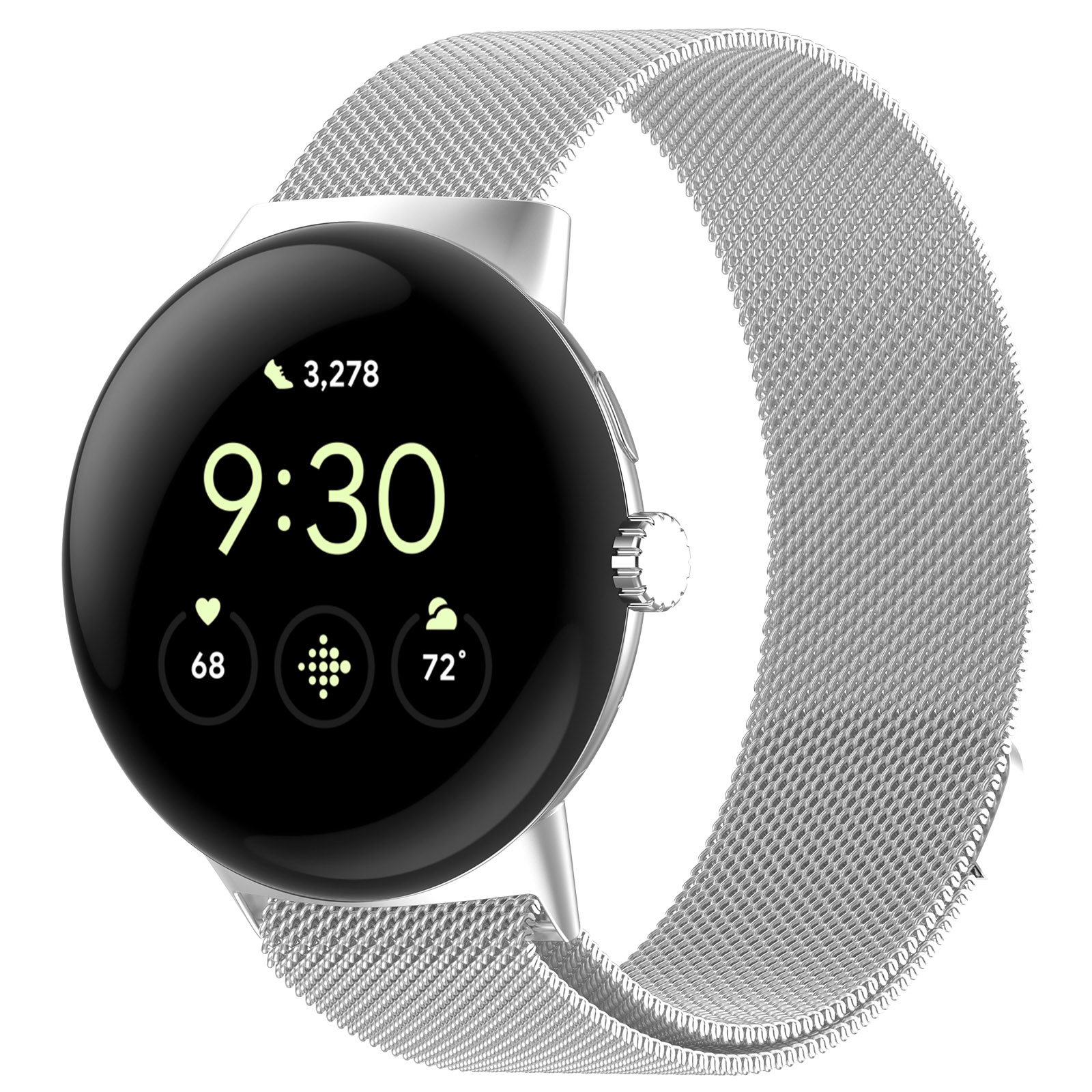 Google Pixel Watch milanese band - zilver - Horlogeband Armband Polsband