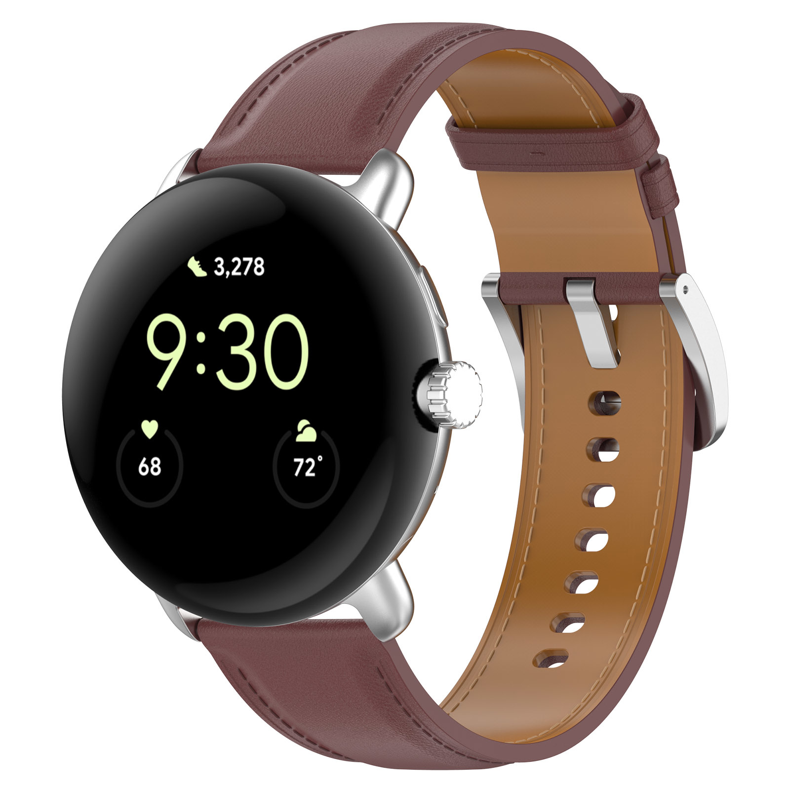 Google Pixel Watch leren band - donkerbruin - Horlogeband Armband Polsband