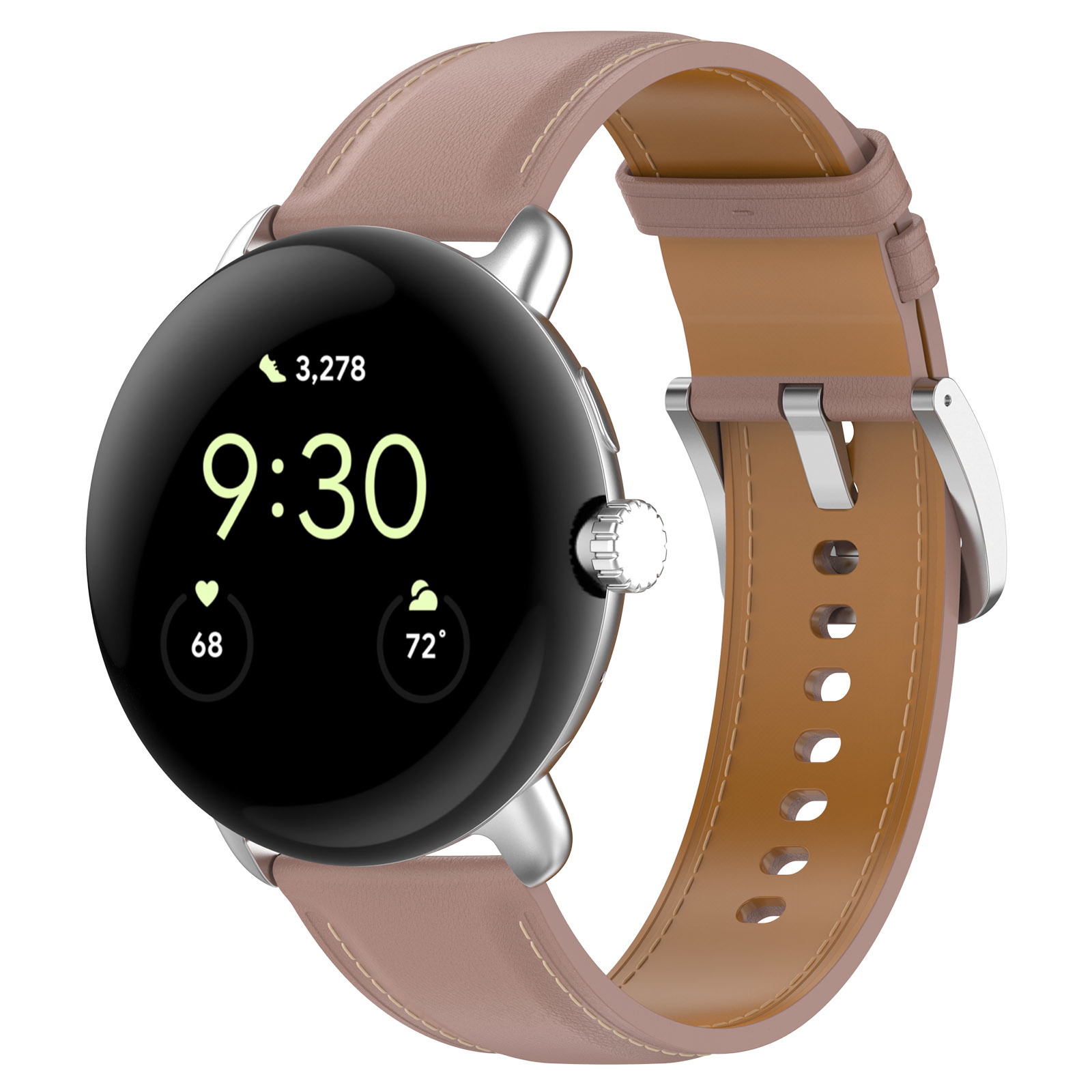 Google Pixel Watch leather band - beige - Horlogeband Armband Polsband