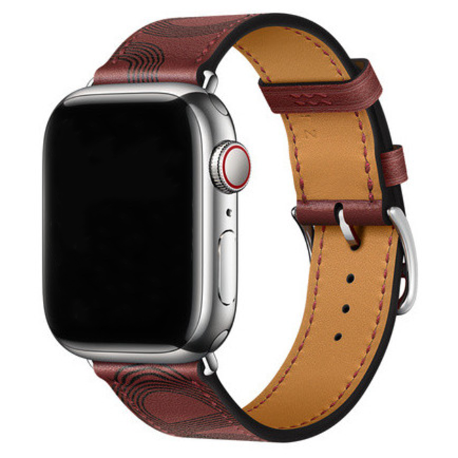 Apple Watch leather single tour - red black