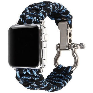 Apple Watch Nylon Rope Bandje - Camouflage Blauw - Geschikt voor 38mm/40mm/41mm