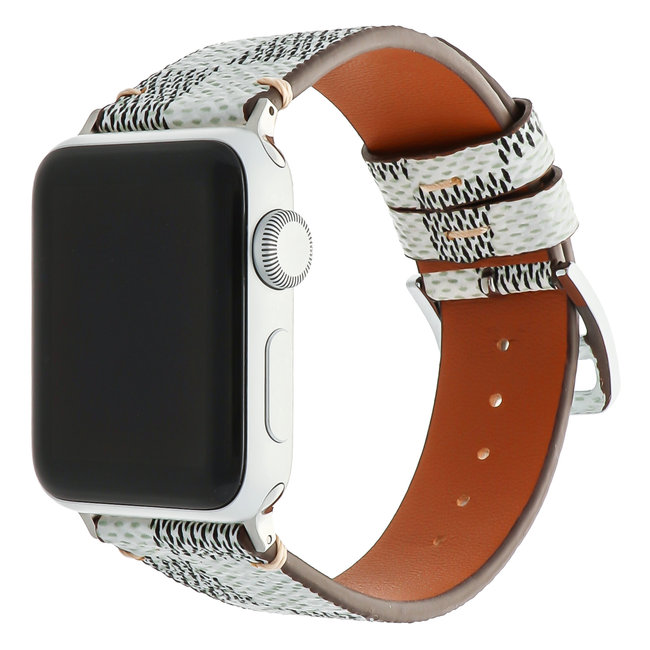 Apple watch leather grid band - white
