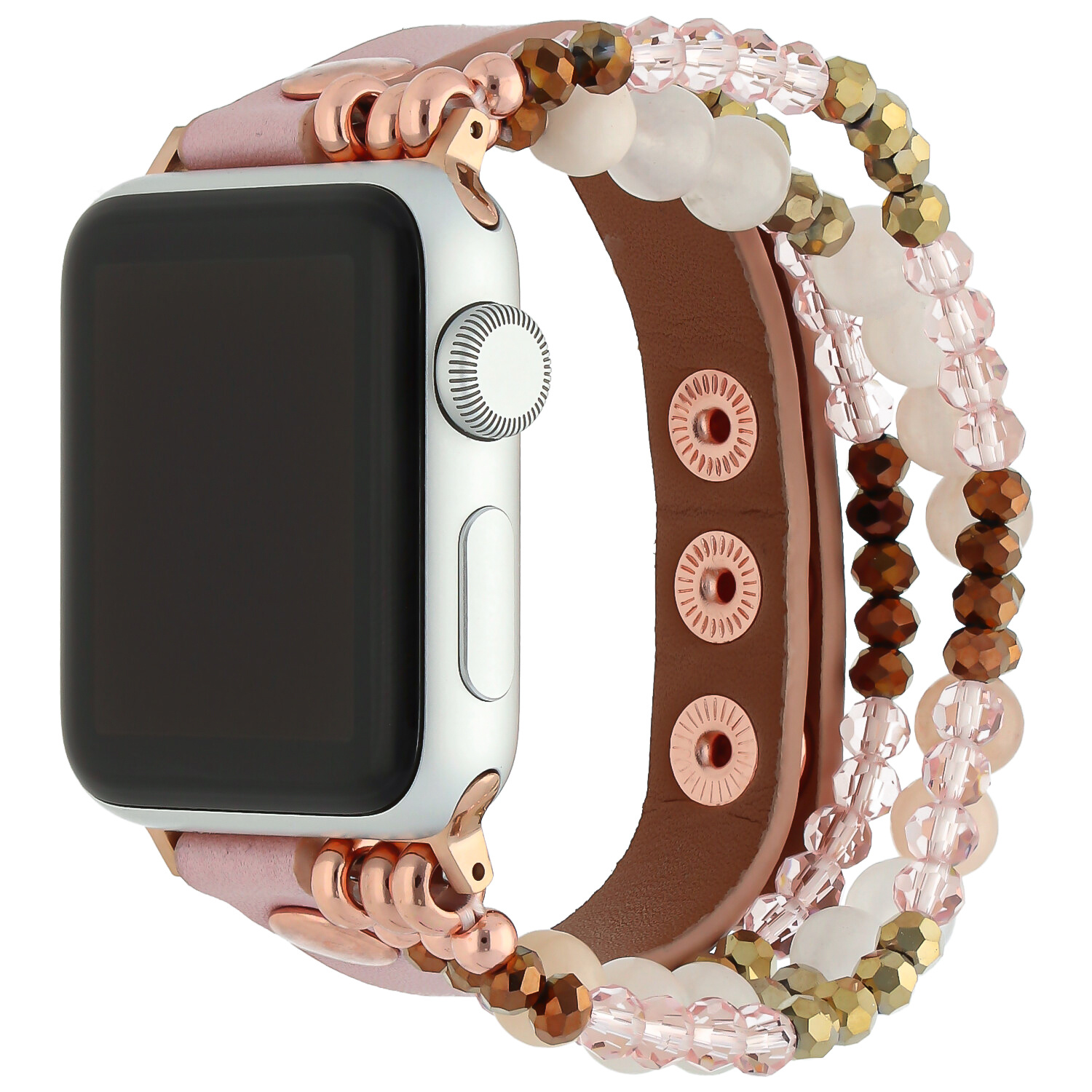 Apple Watch Leren Sieraden Bandje - Roze - Geschikt voor 38mm/40mm/41mm