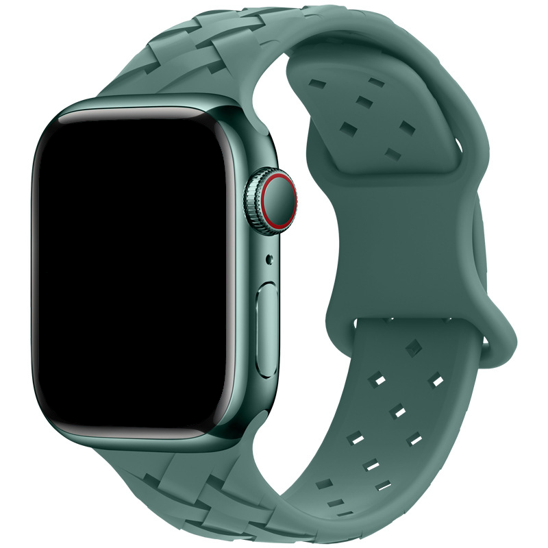 Apple Watch Gevlochten Sport Bandje - Dennengroen - Geschikt voor 42mm/44mm/45mm/49mm