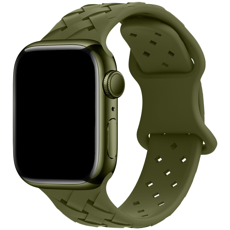 Apple Watch Gevlochten Sport Bandje - Olijfgroen - Geschikt voor 42mm/44mm/45mm/49mm