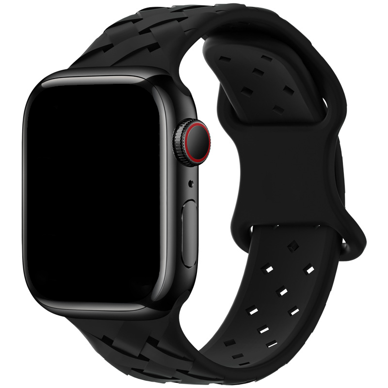 Apple Watch Gevlochten Sport Bandje - Zwart - Geschikt voor 42mm/44mm/45mm/49mm