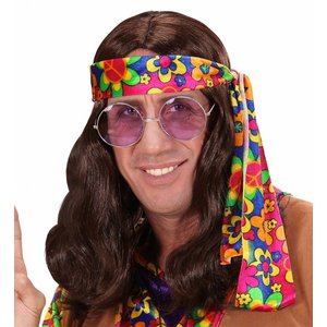 Pruik Hippie (Lennon) Bruin