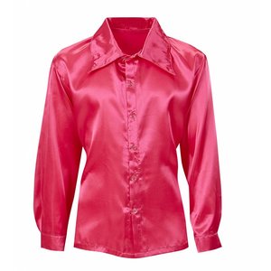 Roze Satijnen 70'S Disco Shirt
