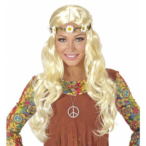 Widmann Pruik Hippie/ Middeleeuwen Blond Met Bloemen Hoofdband