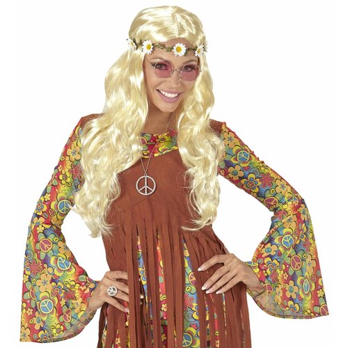 Widmann Pruik Hippie/ Middeleeuwen Blond Met Bloemen Hoofdband