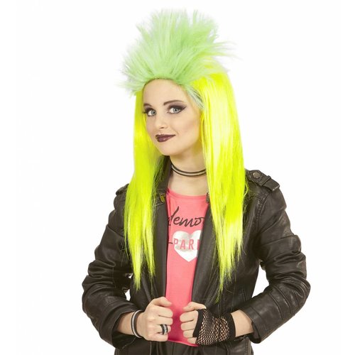 Pruik Kind Punk Geel/Groen