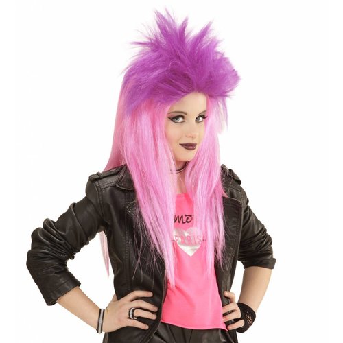 Pruik Kind Punk Roze/Paars