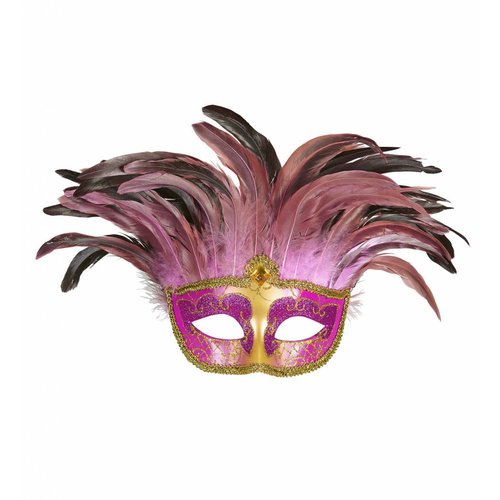 Widmann Masker Countess Met Glitters En Veren roze