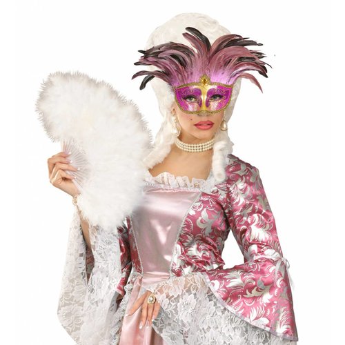 Widmann Masker Countess Met Glitters En Veren roze