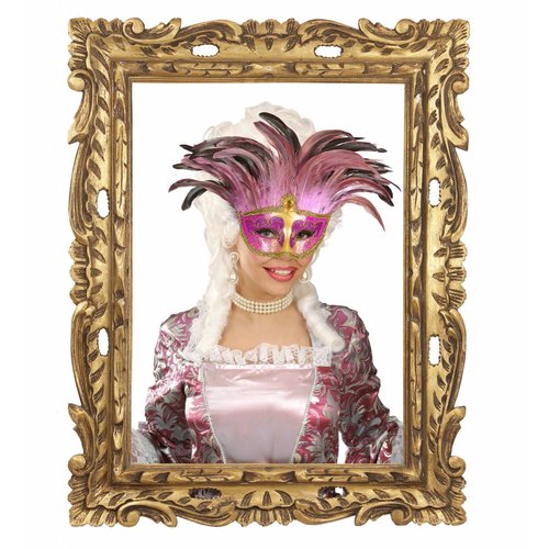 Widmann Masker Countess Met Glitters En Veren roze