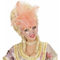 Widmann Masker Countess Met Glitters En Veren Perzik