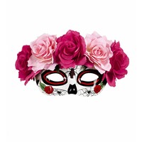 Widmann Oogmasker Dia De Los Muertos Met Rode/roze Rozen