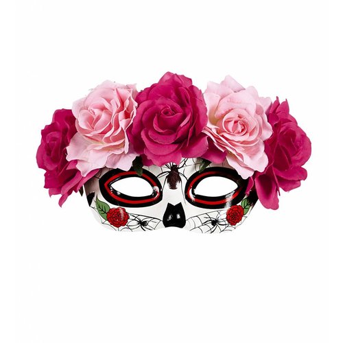 Widmann Oogmasker Dia De Los Muertos Met Rode/roze Rozen