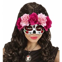 Widmann Oogmasker Dia De Los Muertos Met Rode/roze Rozen