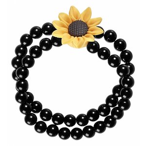 Geparelde Hippie Zonnebloem Armband