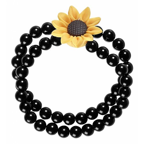 Geparelde Hippie Zonnebloem Armband