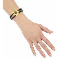 Geparelde Hippie Zonnebloem Armband