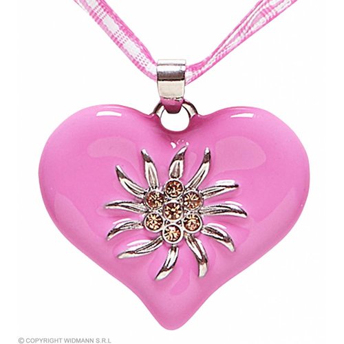 Ketting Met Roze Hart En Edelweiss