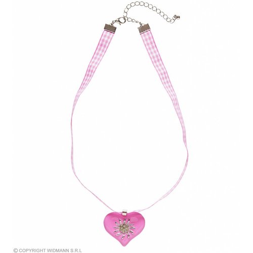 Ketting Met Roze Hart En Edelweiss