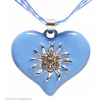 Ketting Met Azuurblauw Hart En Edelweiss