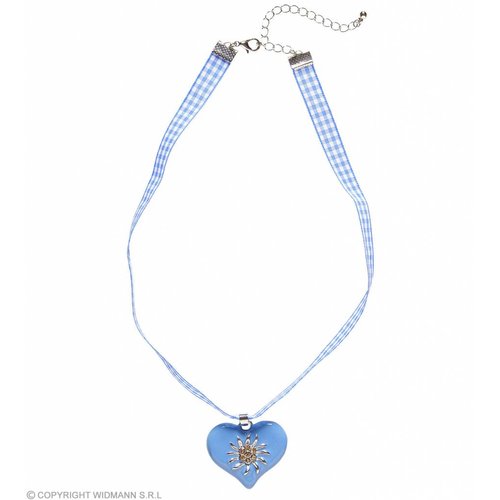 Ketting Met Azuurblauw Hart En Edelweiss