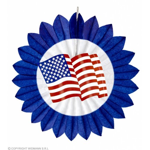 Papieren Waaier Usa Vlag Blauw 50Cm