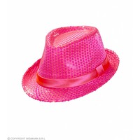 Widmann Fedora Pailletten Neon Roze