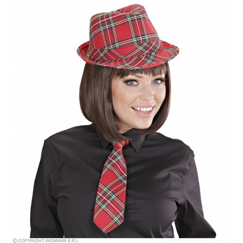 Widmann Fedora Rood Met Tartan Print